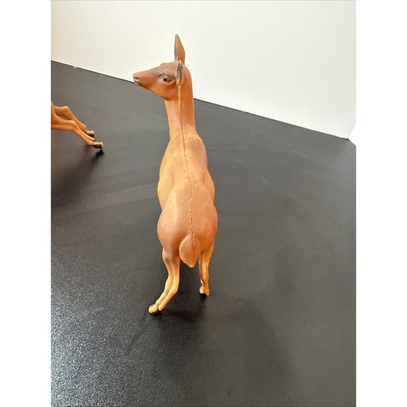 Vtg Lot of 2 Christmas REiNDEER Hard Plastic Deer Buck Village Decor Hong Kong - Picture 10 of 10